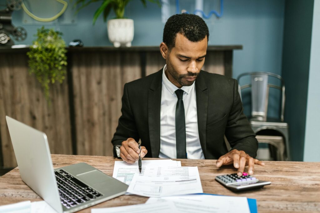 fractional CFO working at a desk